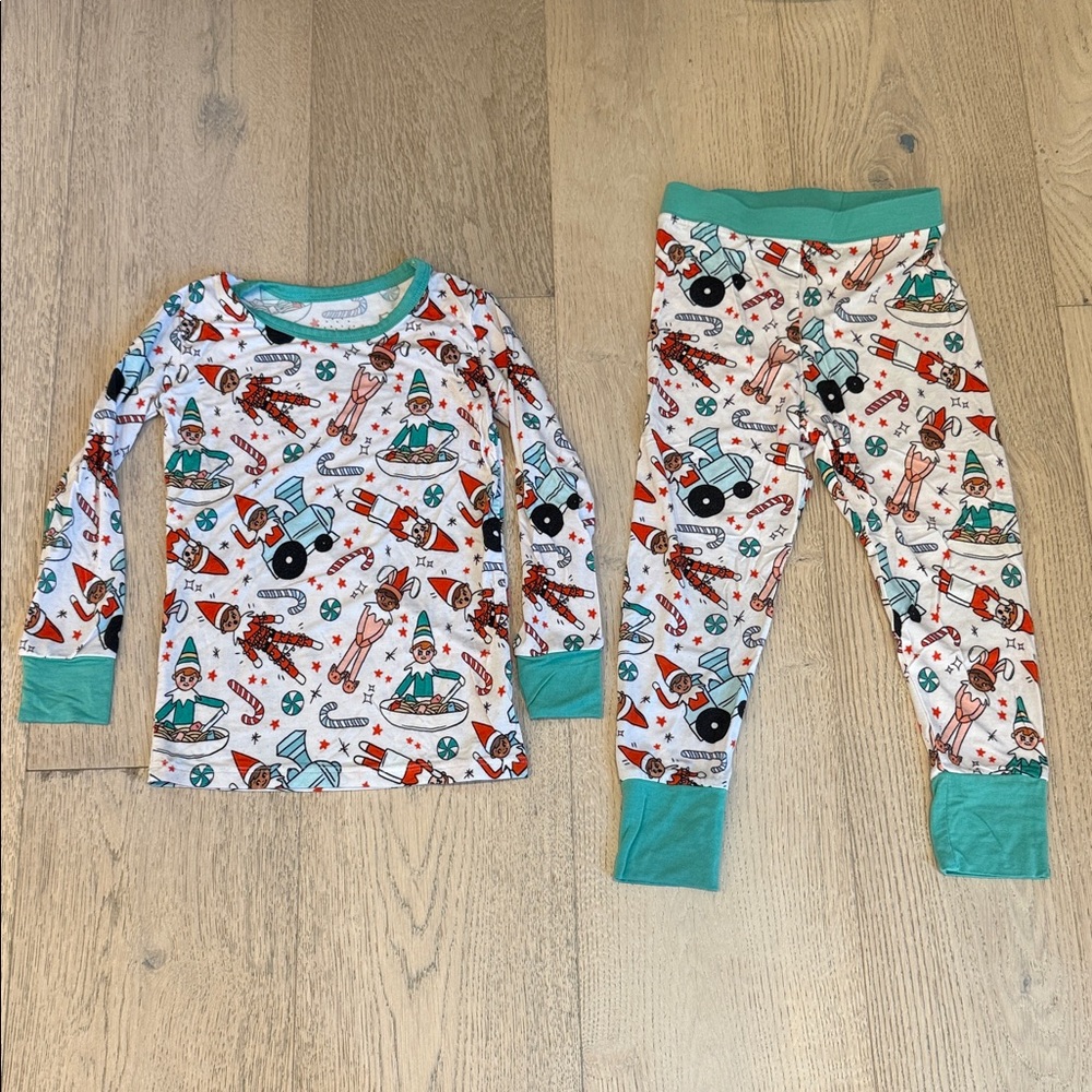 Monkeeroos Elf’ing Around 2pc Pjs - Kids 4T, EUC (Matching Family Christmas PJs)